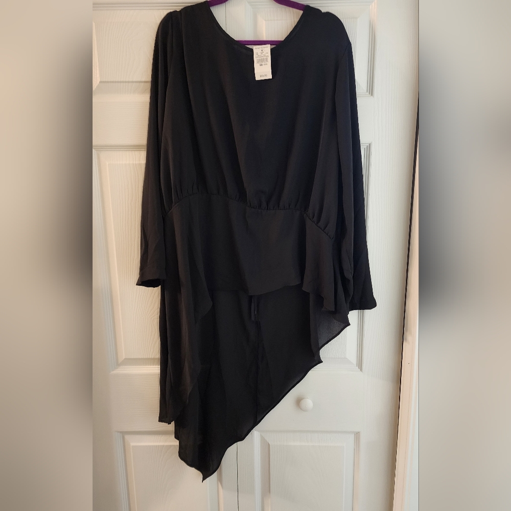 Ashley Stewart Black Asymmetrical Blouse